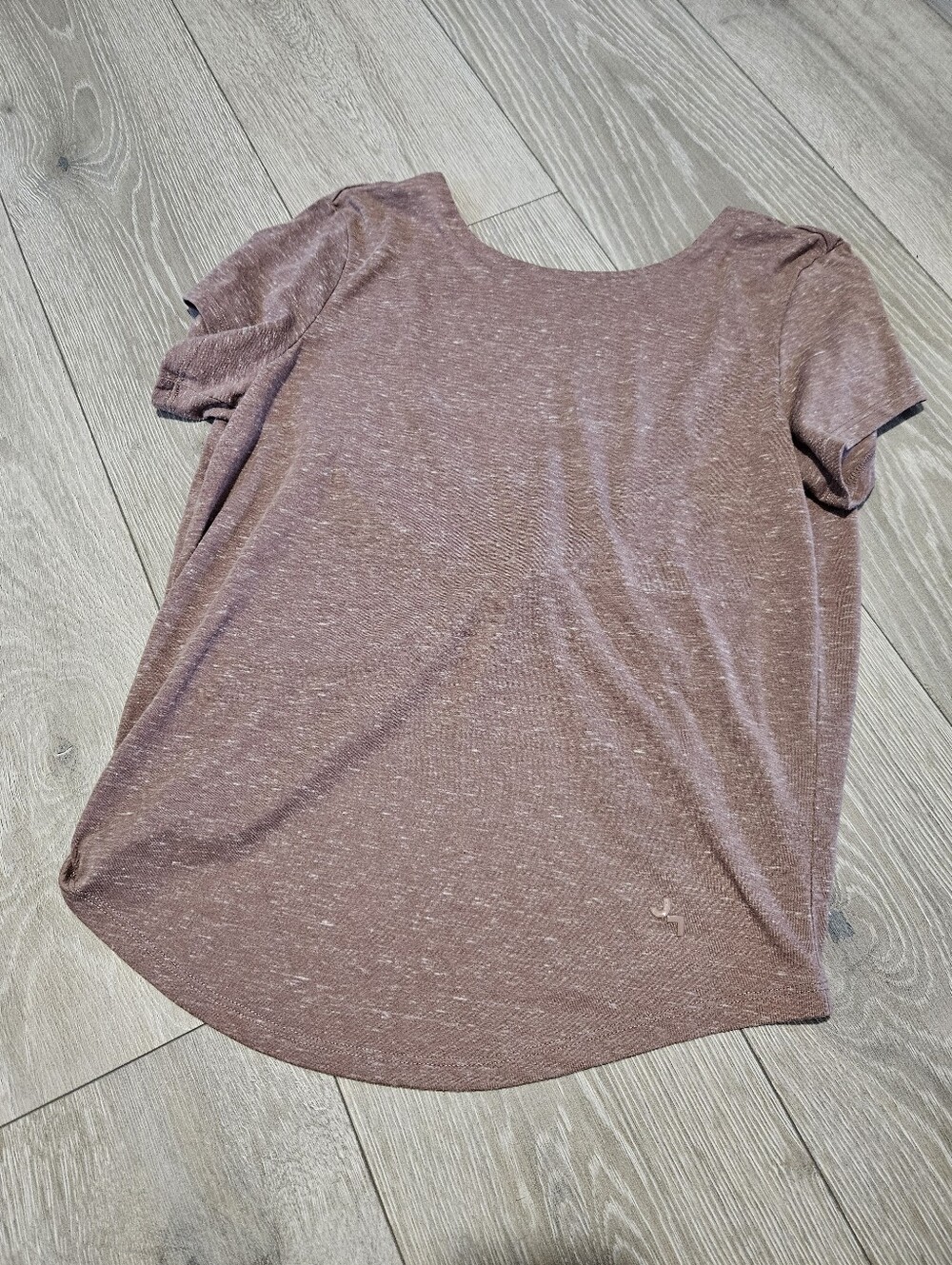 JOYLAB Twist Back Fleck Short Sleeve Women's Top Tan